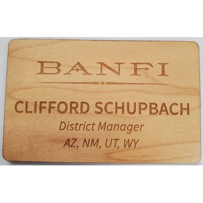 Wooden Badge 2.125"x3.375" Logo & up to 3 Lines of Engraving